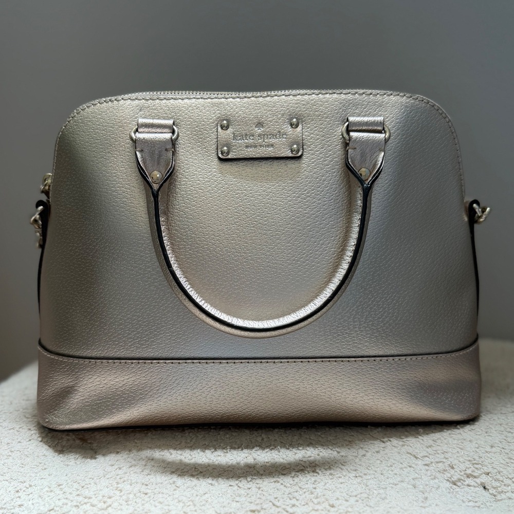 Kate Spade Wellesley Rachelle Metallic Rose Gold Leather Dome Satchel
